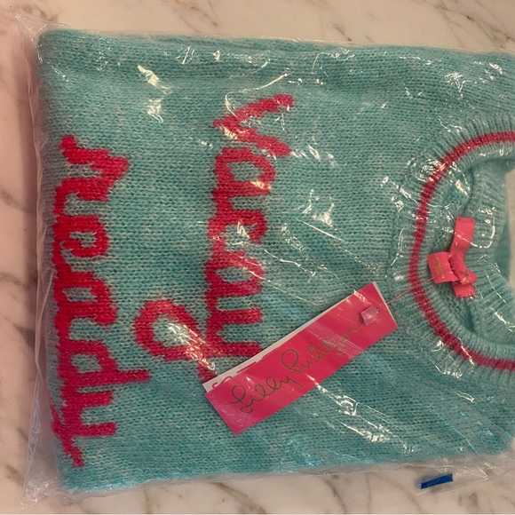 NWT Lilly Pulitzer Rollins Sweater Surf Blue Vacay Ready Intarsia SZ XL $138 - Picture 7 of 9